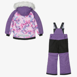  دو بار دو-طقم أوفرول شتوي بطبعة ورود لون بنفسجي للبنات | Childrensalon Outlet