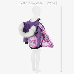  دو بار دو-طقم أوفرول شتوي بطبعة ورود لون بنفسجي للبنات | Childrensalon Outlet