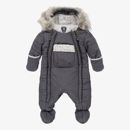 Deux par Deux-Grey 2 Piece Baby Snowsuit Set | Childrensalon Outlet