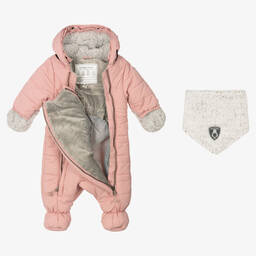 Deux par Deux-Розовый зимний комбинезон и манишка | Childrensalon Outlet