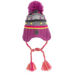 Deux par Deux-Фиолетовая шапка в полоску с помпоном | Childrensalon Outlet