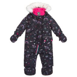 دو بار دو-أوفرول للثلج لون كحلي وزهري للمولودات | Childrensalon Outlet