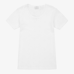 Diacar-Girls White Cotton Vest | Childrensalon Outlet