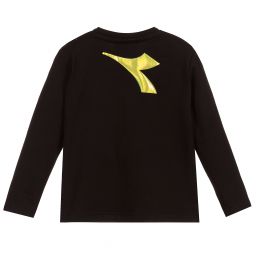 Diadora-Boys Black Cotton Top | Childrensalon Outlet