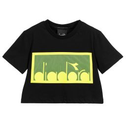 Diadora-Teen Black Logo Cropped Top | Childrensalon Outlet