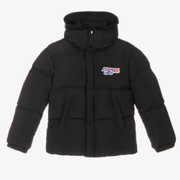 Diesel-Black Hooded Puffer Coat | Childrensalon Outlet
