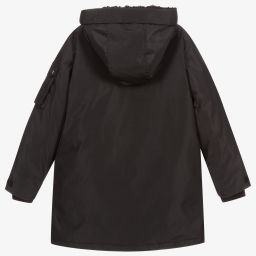 Diesel-Boys Black Hooded Parka Coat | Childrensalon Outlet