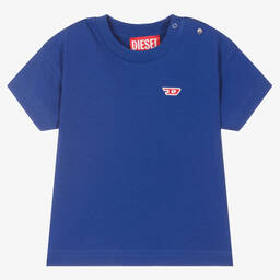 Diesel-Boys Blue Cotton Logo T-Shirt | Childrensalon Outlet