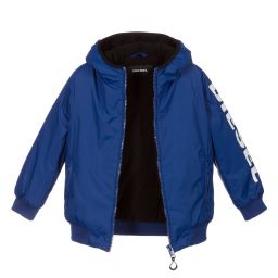 Diesel-Boys Blue Logo Hooded Jacket | Childrensalon Outlet