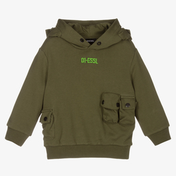 Diesel-Boys Green Cotton Hoodie | Childrensalon Outlet