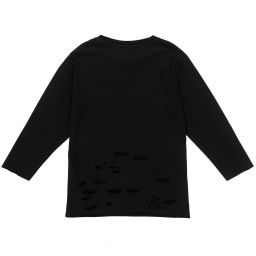 Diesel-Girls Black Cotton Jersey Top | Childrensalon Outlet