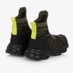Diesel-Green & Black Sock Trainers | Childrensalon Outlet