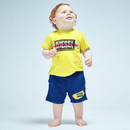 Diesel-Green & Blue Cotton Shorts Set | Childrensalon Outlet