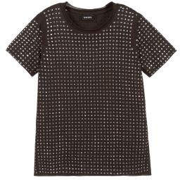 Diesel-Grey Cotton Diamanté T-Shirt | Childrensalon Outlet