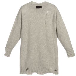 Diesel-Grey Knitted Wool Jumper Dress | Childrensalon Outlet