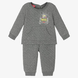 Diesel-Grey Quilted Baby Tracksuit | Childrensalon Outlet