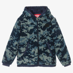Diesel-Teen Blue Camouflage Zip-Up Top | Childrensalon Outlet