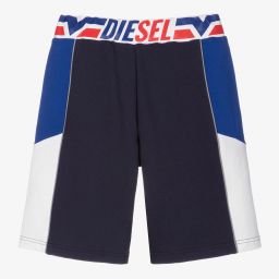 Diesel-Teen Blue Cotton Logo Shorts | Childrensalon Outlet