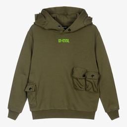 Diesel-Teen Boys Green Cotton Hoodie  | Childrensalon Outlet