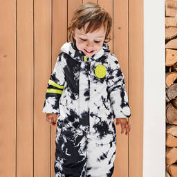Diesel-White & Black Marble Snowsuit | Childrensalon Outlet