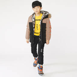 DKNY-Бежево-черная парка с капюшоном | Childrensalon Outlet