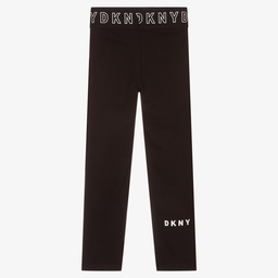 DKNY-Black Cotton Logo Leggings | Childrensalon Outlet