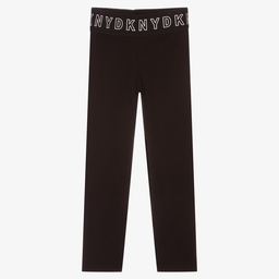 DKNY-Black Cotton Logo Leggings | Childrensalon Outlet