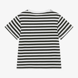 DKNY-Black & White Striped Organic Cotton T-Shirt  | Childrensalon Outlet