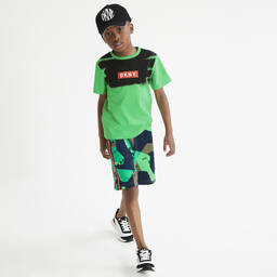 DKNY-Blue & Green Cotton Shorts | Childrensalon Outlet