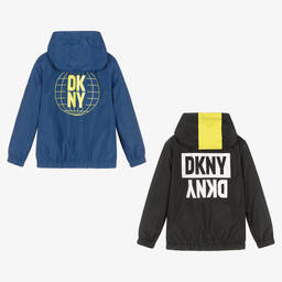 DKNY-Boys Black & Blue Reversible Zip-Up Jacket | Childrensalon Outlet