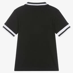 DKNY-Черная рубашка поло из хлопкового пике | Childrensalon Outlet