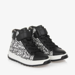 DKNY-Boys Black Leather High-Tops | Childrensalon Outlet