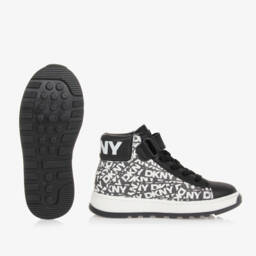 DKNY-Boys Black Leather High-Tops | Childrensalon Outlet
