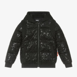 DKNY-Boys Black Logo Puffer Coat | Childrensalon Outlet