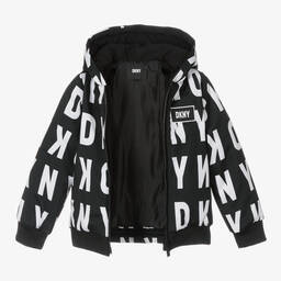 DKNY-Boys Black Logo Puffer Jacket | Childrensalon Outlet