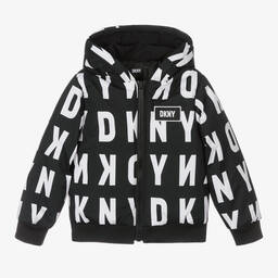 DKNY-Boys Black Logo Puffer Jacket | Childrensalon Outlet