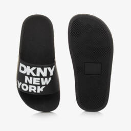 DKNY-Boys Black Logo Slip-On Sandals | Childrensalon Outlet