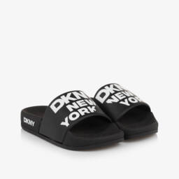 DKNY-Boys Black Logo Slip-On Sandals | Childrensalon Outlet