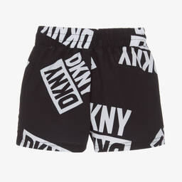 DKNY-Boys Black & White Logo Swim Shorts | Childrensalon Outlet