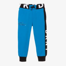 DKNY-Boys Blue Cotton Logo Joggers | Childrensalon Outlet