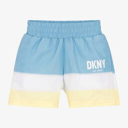 DKNY-Boys Blue Striped Swim Shorts | Childrensalon Outlet