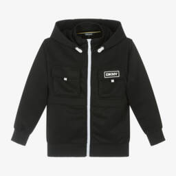 DKNY-Boys Classic Black Zip Hoodie | Childrensalon Outlet