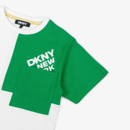 DKNY-Футболка из хлопка зелено-белая для мальчиков | Childrensalon Outlet