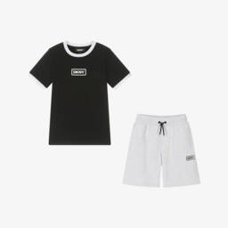 DKNY-Boys Grey & Charcoal Cotton Ensemble | Childrensalon Outlet