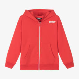 DKNY-جاكيت قطني أحمر بسحاب للأولاد | Childrensalon Outlet