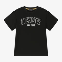 DKNY-تي شيرت أسود بشعار الجامعة للأولاد | Childrensalon Outlet