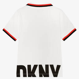 DKNY-Белая рубашка поло из хлопкового джерси | Childrensalon Outlet