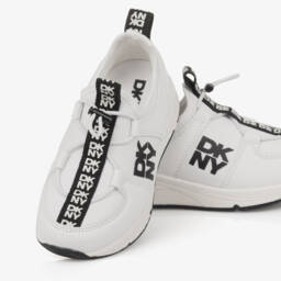 DKNY-Boys White Slip-On Logo Sneakers | Childrensalon Outlet