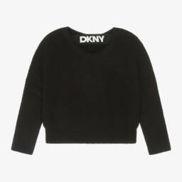 DKNY-Girls Black Cosy Knit Sweater | Childrensalon Outlet