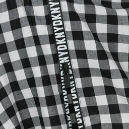 DKNY-فستان قطن جينغهام لون أسود وأبيض | Childrensalon Outlet